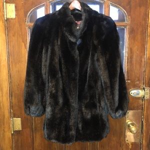 Vintage 80s Jordache Black Faux Fur Coat